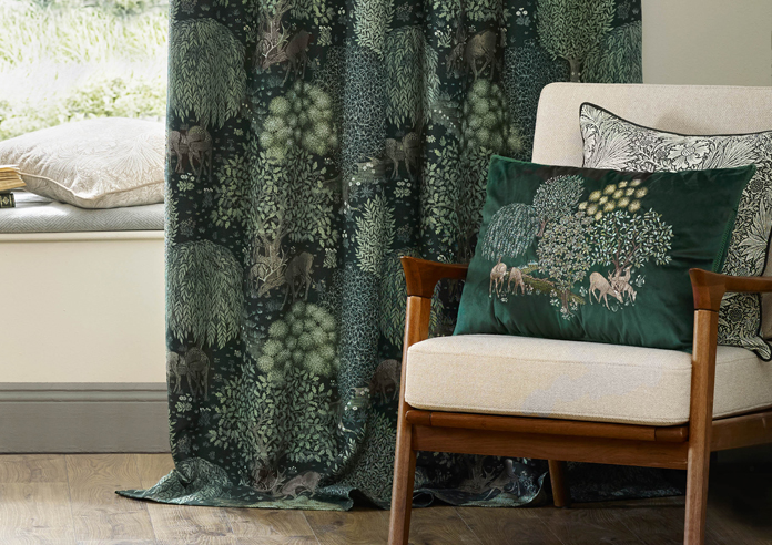 Brook Pencil Pleat, Forest Green - Ready Made Curtains - Image 6